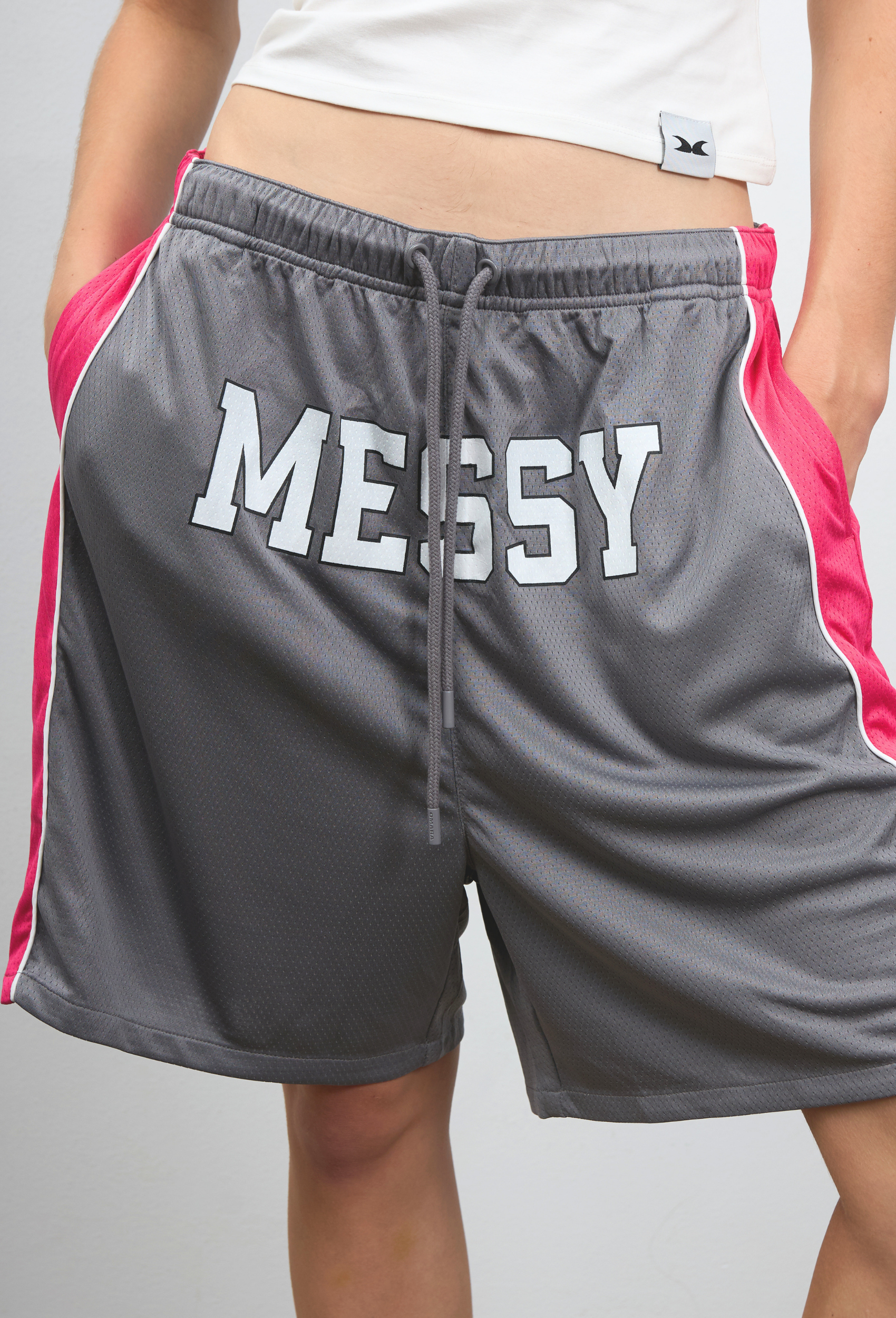 Grey Varsity Mesh Shorts