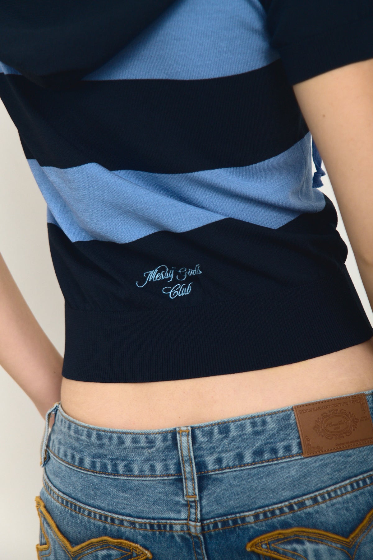 Hooded Striped Blue Polo