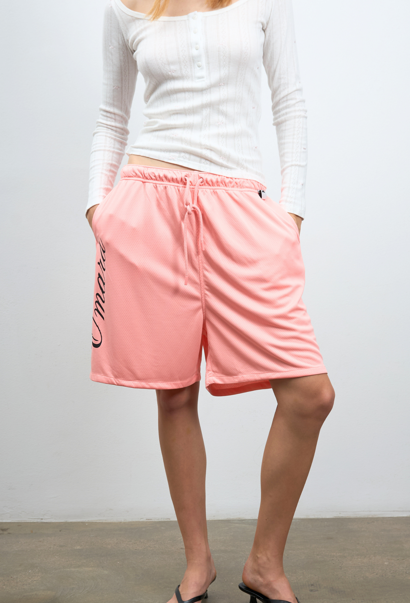 Pink Mesh Basketball Shorts