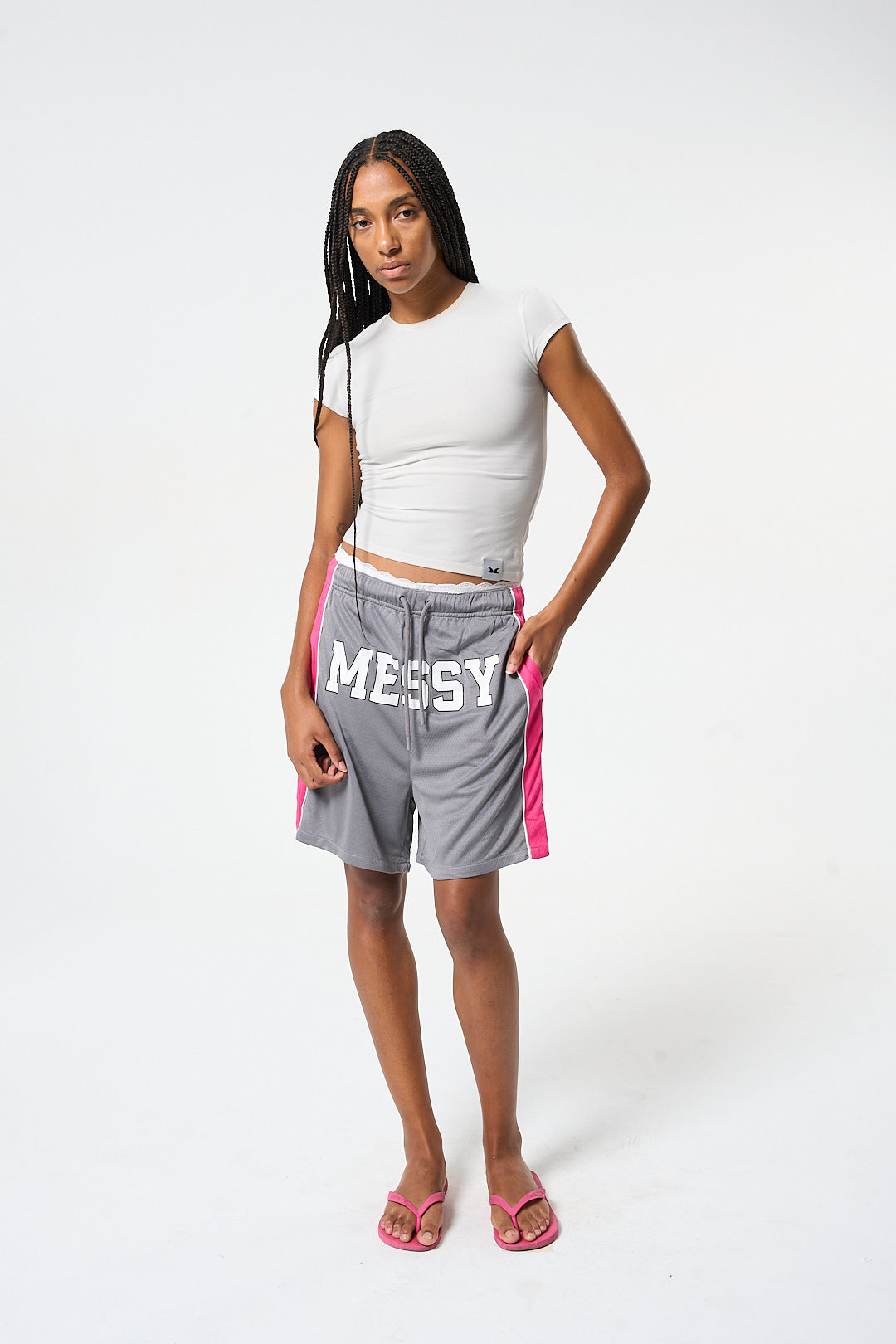 Grey Varsity Mesh Shorts