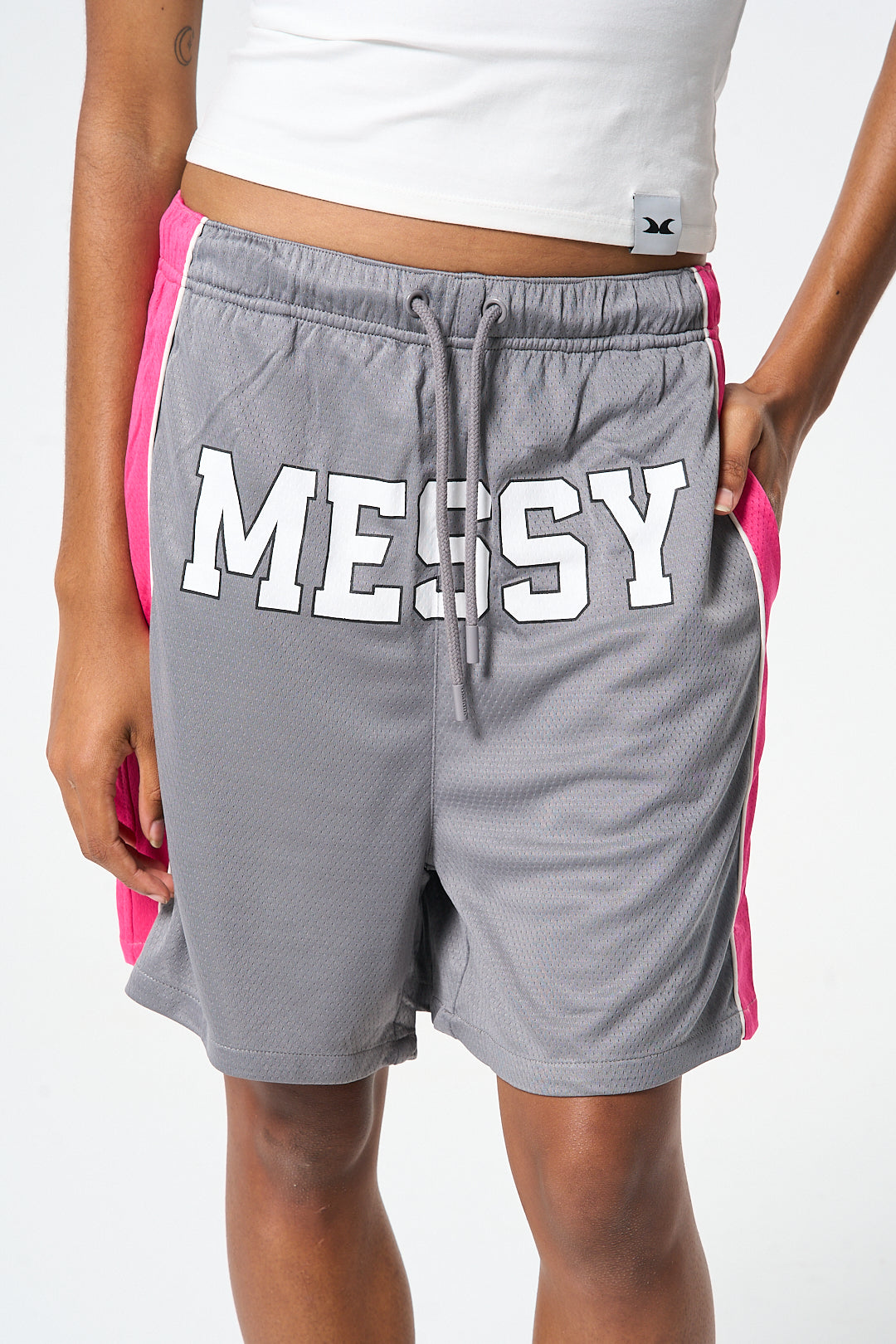 Grey Varsity Mesh Shorts