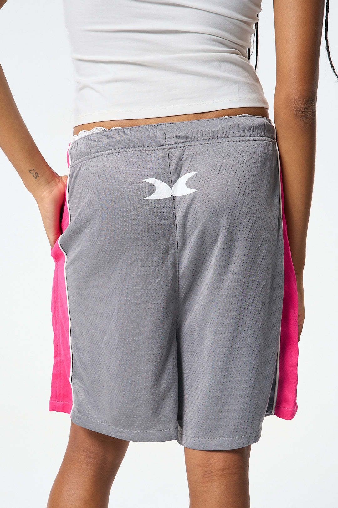 Grey Varsity Mesh Shorts