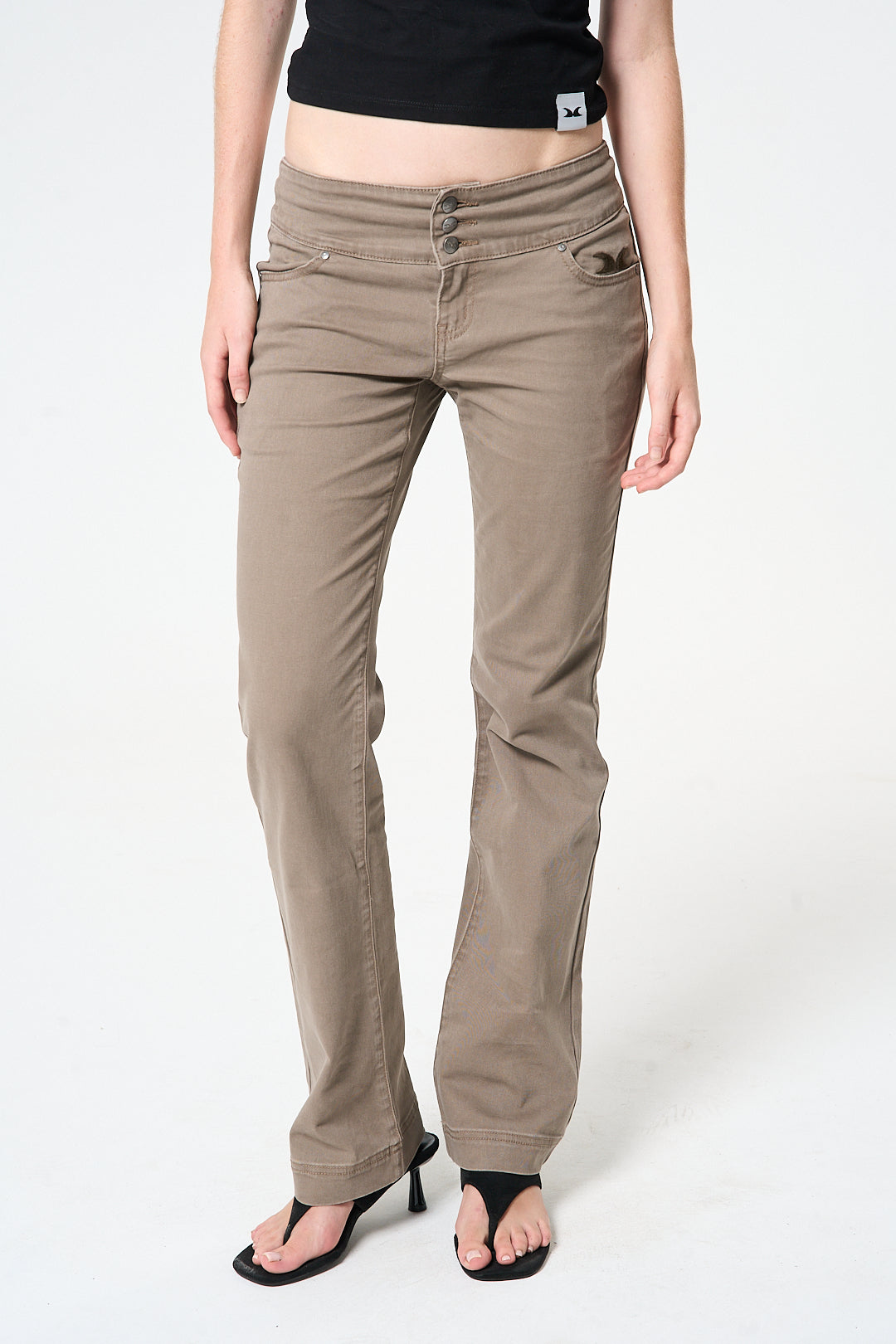 Low Rise Washed Brown Pants