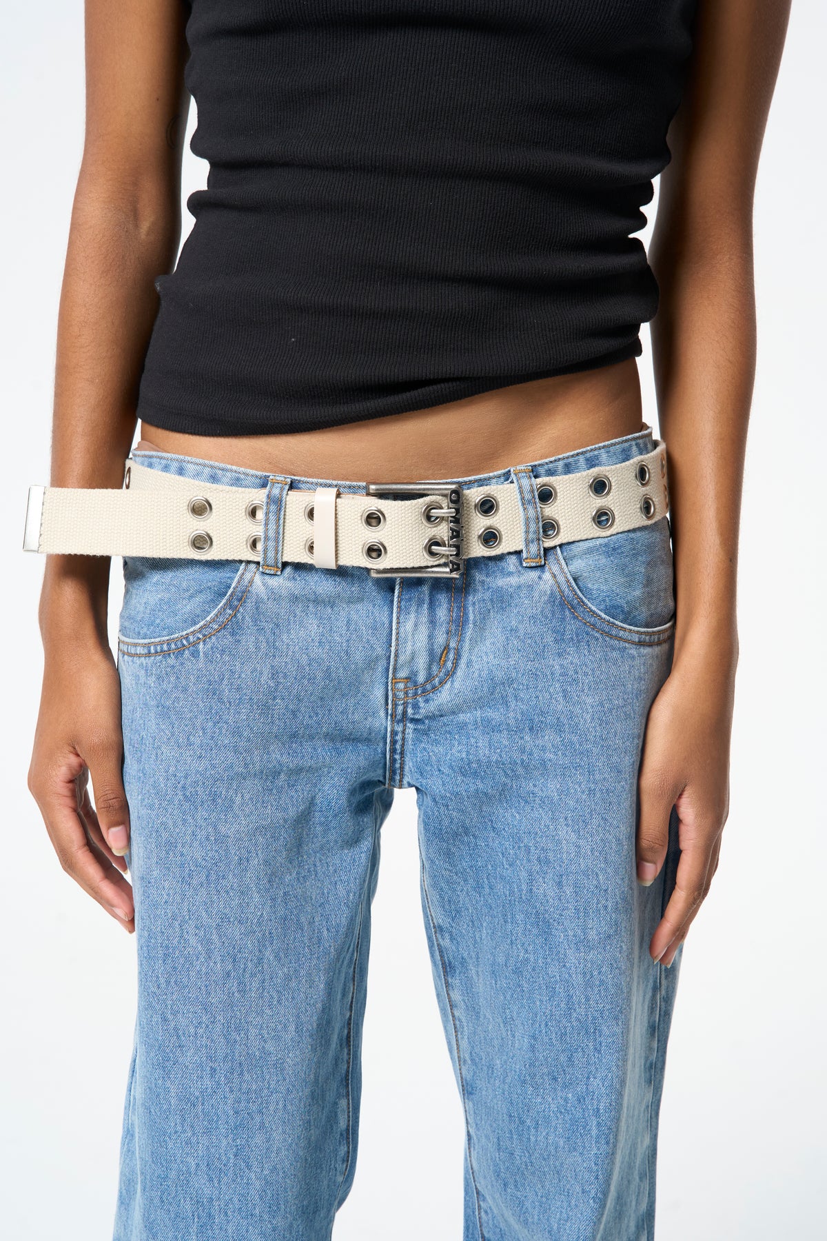 Cream Studded Belt