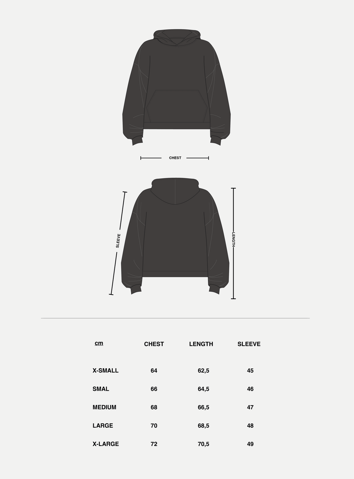 Size & fit guide: The Core Grey Hoodie