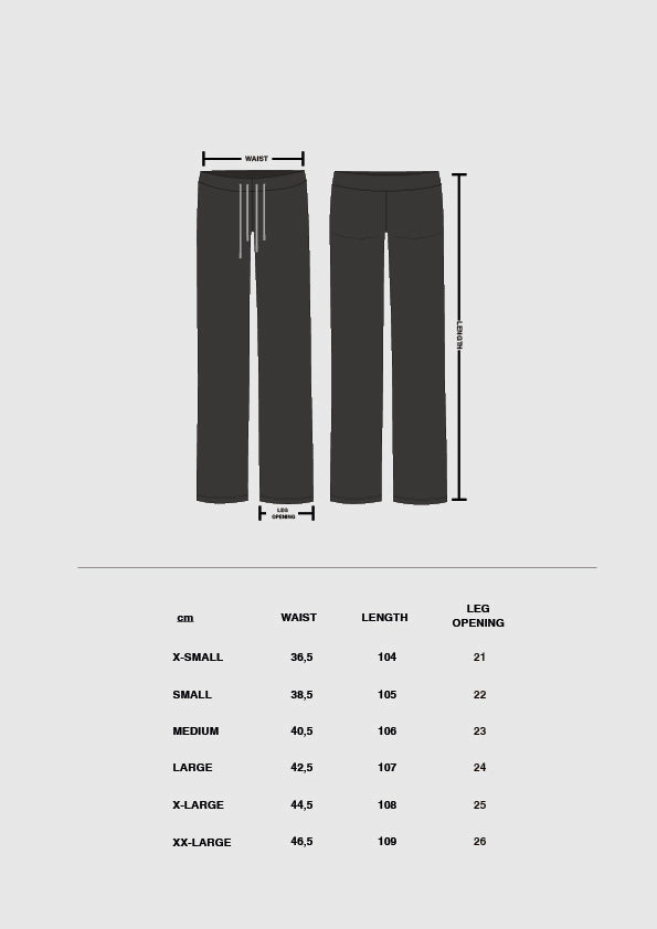 Size & fit guide: FOUR STRINGS PANTS