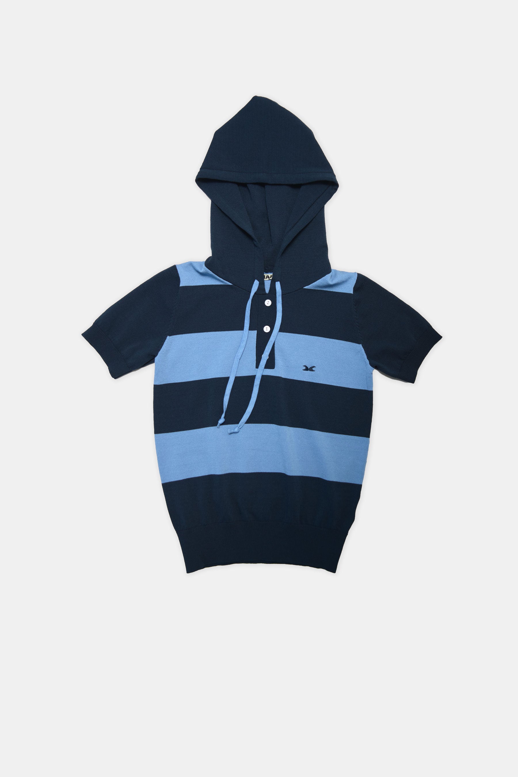 Hooded Striped Blue Polo