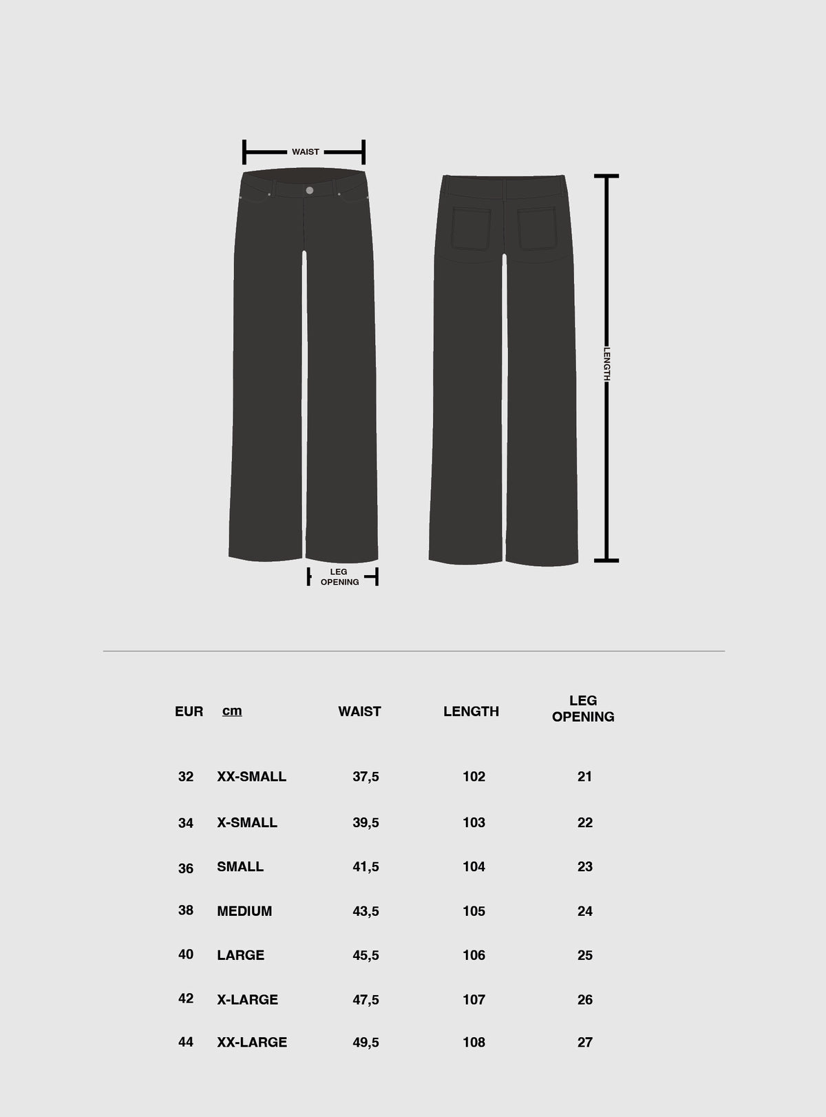 Size & fit guide: Classic Low Rise Denim